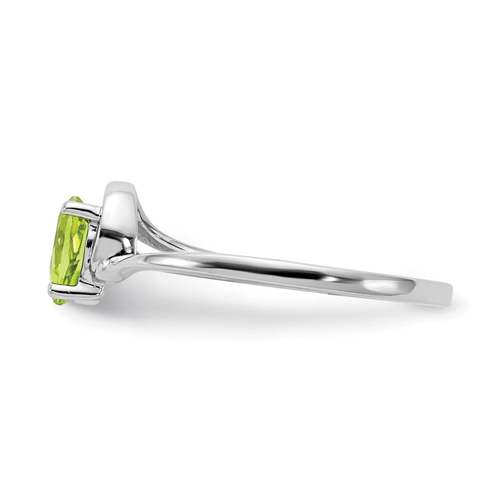14K Weißgold Ring mit birnenförmigem Peridot 6x4 mm