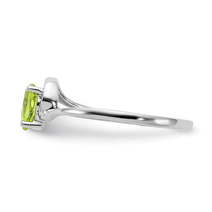 14K Weißgold Ring mit birnenförmigem Peridot 6x4 mm
