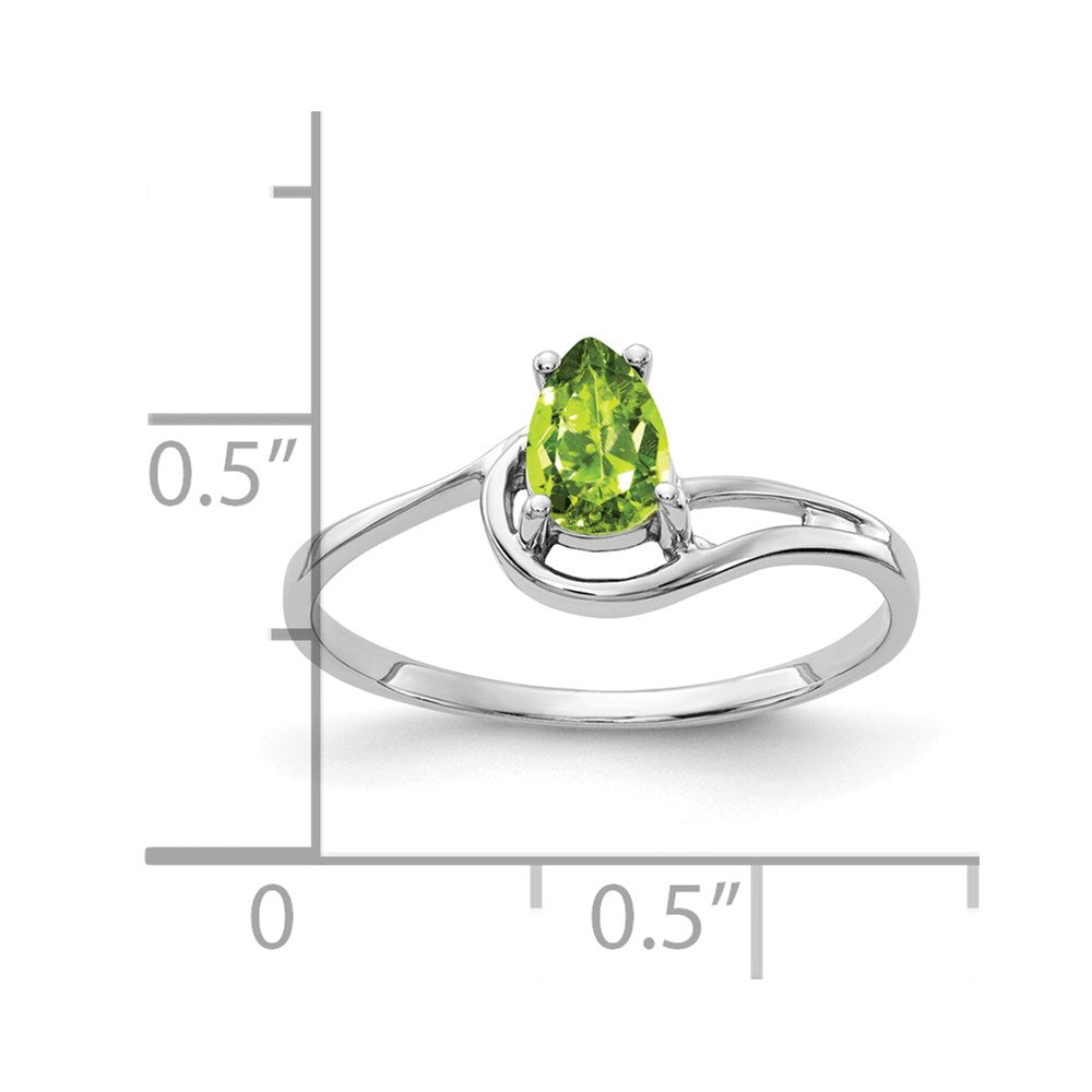 14K Weißgold Ring mit birnenförmigem Peridot 6x4 mm