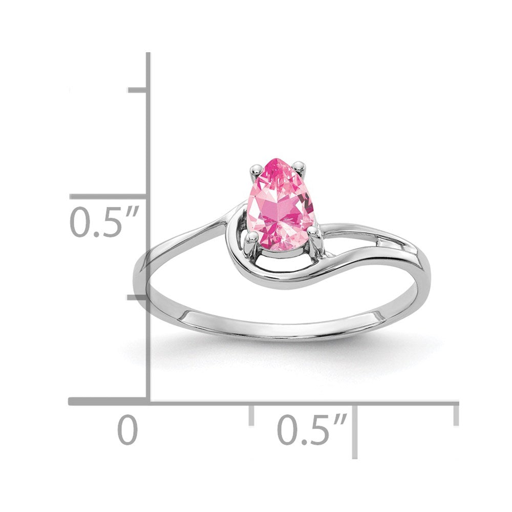 14K Weißgold Ring mit birnenförmigem rosa Turmalin 6x4mm