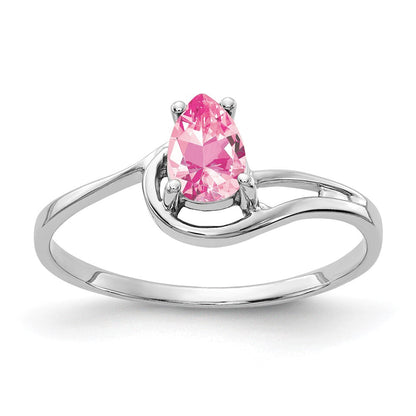 14K Weißgold Ring mit birnenförmigem rosa Turmalin 6x4mm