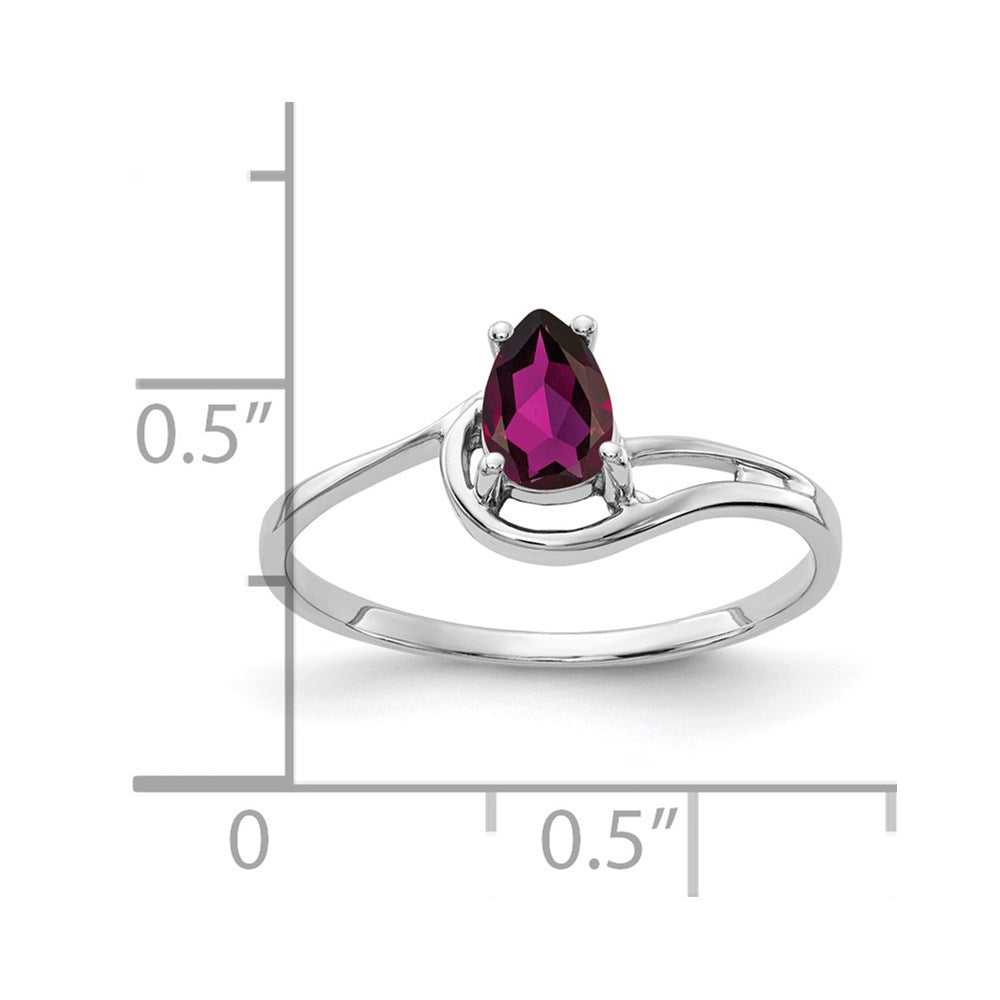 14K Weißgold Ring mit birnenförmigem Rhodolith-Granat 6x4mm