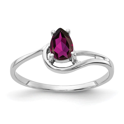 14K Weißgold Ring mit birnenförmigem Rhodolith-Granat 6x4mm
