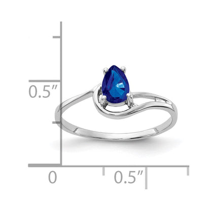 14K Weißgold Ring mit birnenförmigem Saphir 6x4mm
