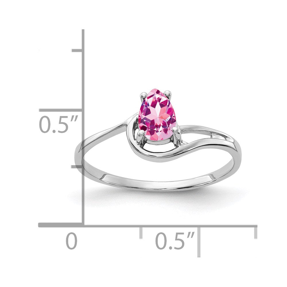 14K Weißgold Ring mit 6x4mm birnenförmigem rosa Saphir