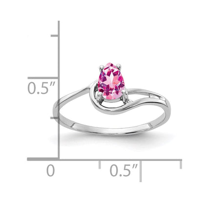 14K Weißgold Ring mit 6x4mm birnenförmigem rosa Saphir