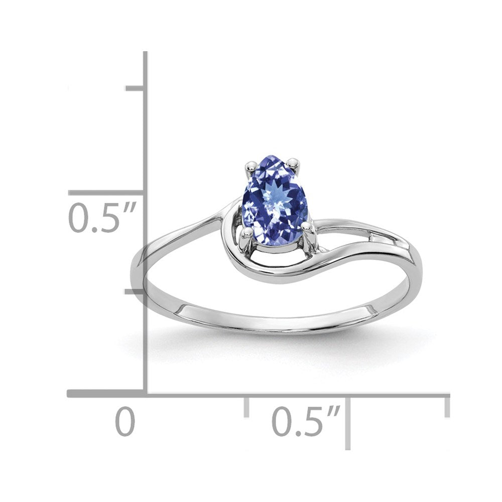 14K Weißgold Ring mit birnenförmigem Tansanit 6x4mm
