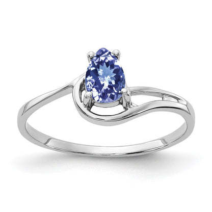 14K Weißgold Ring mit birnenförmigem Tansanit 6x4mm