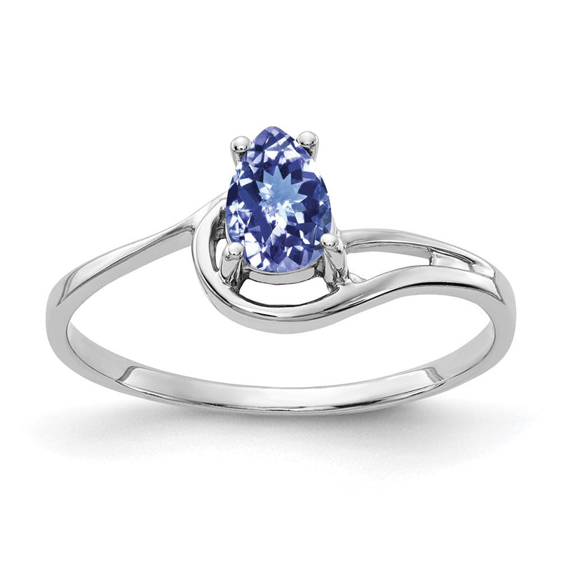 14K Weißgold Ring mit birnenförmigem Tansanit 6x4mm