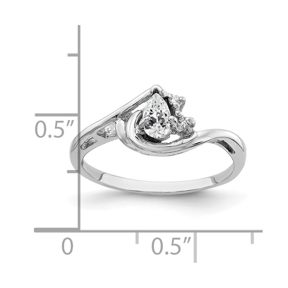14K Weißgold 5x3mm Tropfen Zirkonia A Echt Diamant Ring