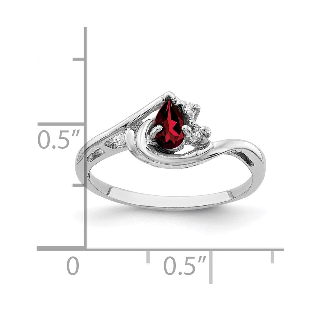 14K Weißgold 5x3mm Tropfen Granat Vs Diamant Ring
