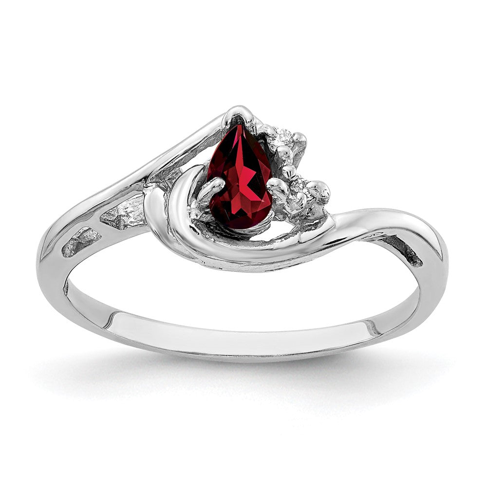 14K Weißgold 5x3mm Tropfen Granat Aaa Diamant Ring