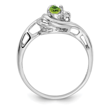 14K Weißgold 5x3mm Tropfen Peridot Aa Diamant Ring