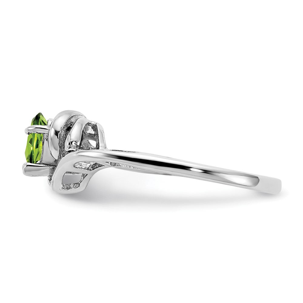 14K Weißgold 5x3mm Tropfen Peridot Aa Diamant Ring