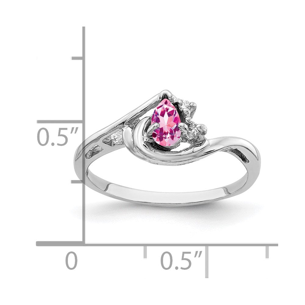 14K Weißgold 5x3mm Tropfen Rosa Saphir A Echt Diamant Ring