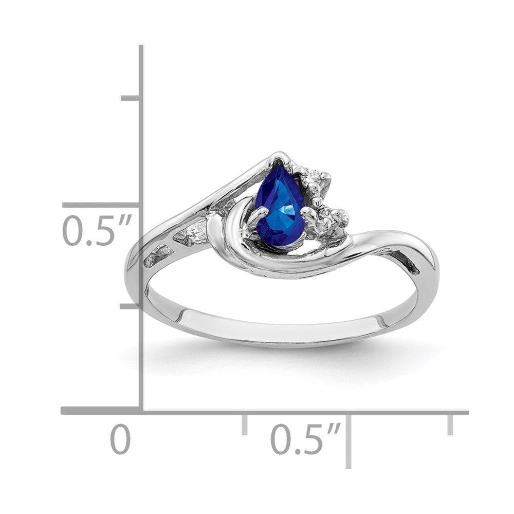 14K Weißgold 5x3mm Tropfen Saphir Aa Diamant Ring