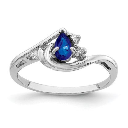 14K Weißgold 5x3mm Tropfen Saphir Aaa Diamant Ring