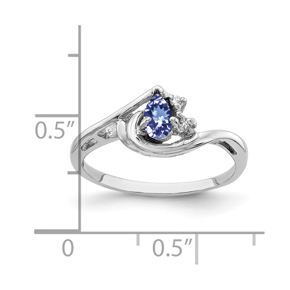 14K Weißgold 5x3mm Tropfen Tansanit Aaa Diamant Ring