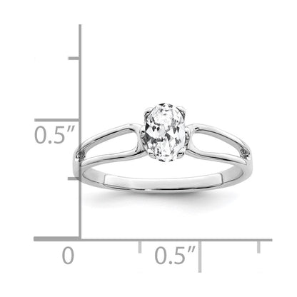 14K Weißgold Ring mit ovalem Zirkonia, 6 x 4 mm