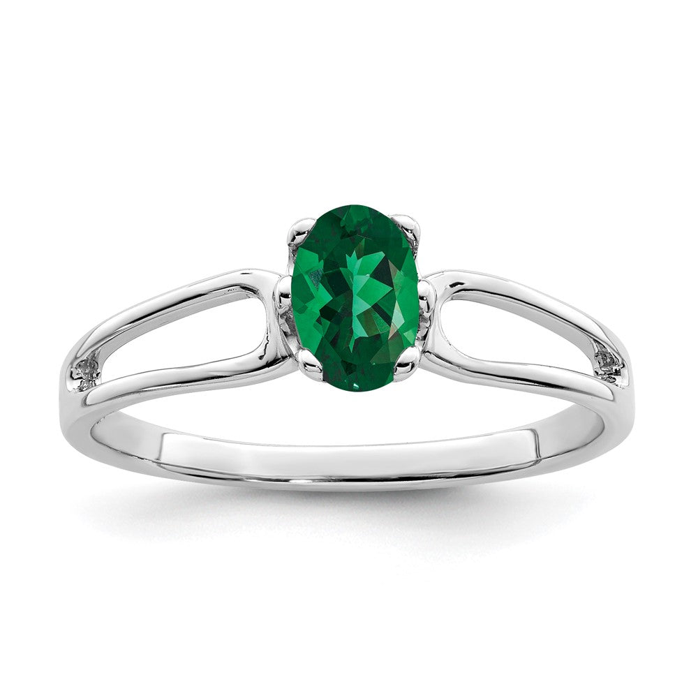 14K Weißgold Ring mit 6x4mm ovaler Fassung für Mount-St.-Helens-Stein