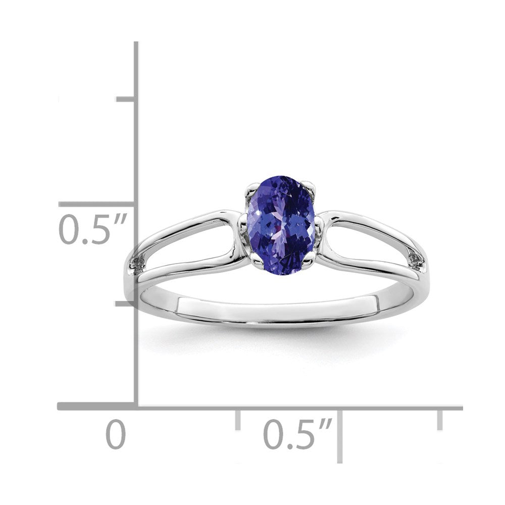 14K Weißgold Ring mit ovalem Tansanit 6x4 mm