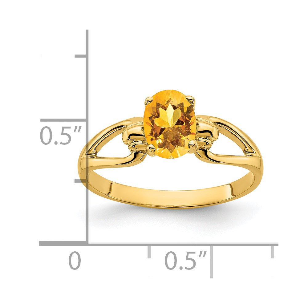 14K Gelbgold Ring mit ovalem Citrin 7x5mm
