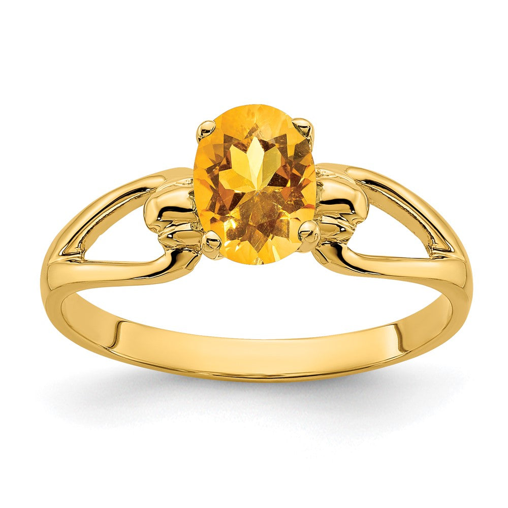 14K Gelbgold Ring mit ovalem Citrin 7x5mm