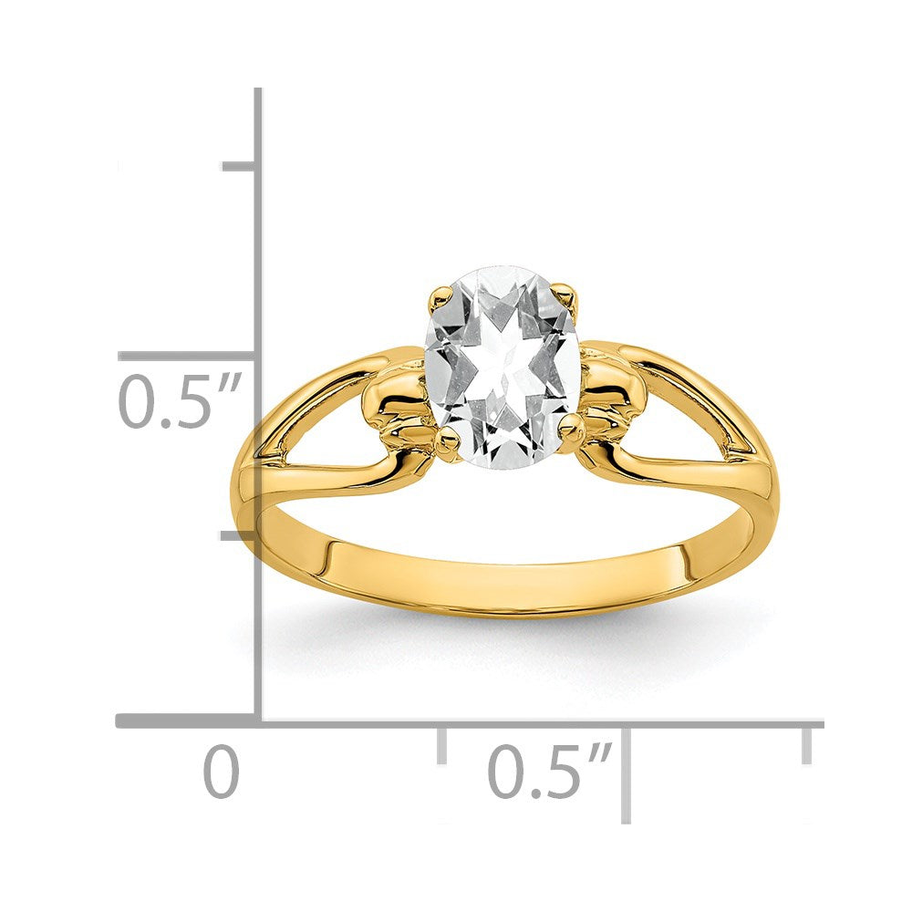 14K Gelbgold Ring mit ovalem Zirkonia, 7x5mm