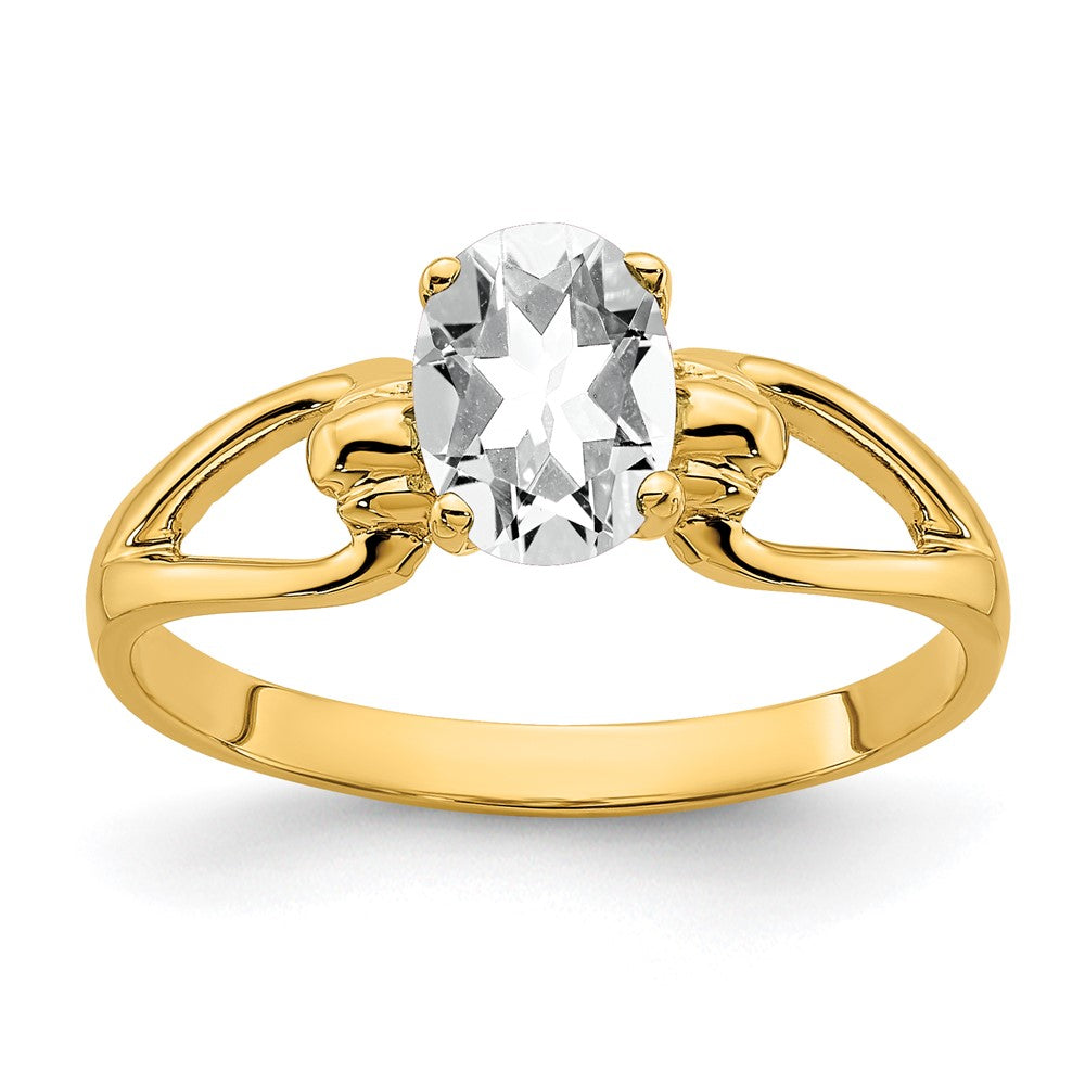 14K Gelbgold Ring mit ovalem Zirkonia, 7x5mm