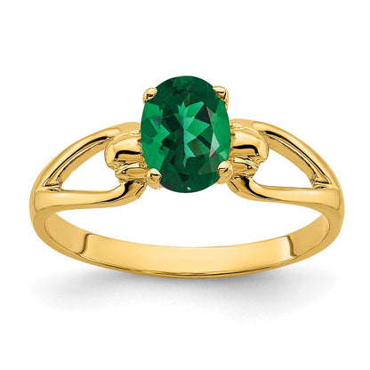 14K Gelbgold Ring mit ovalem Mount-St.-Helens-Stein, 7x5 mm