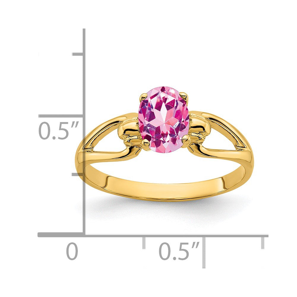 14K Gelbgold Ring mit 7x5 mm ovalem rosa Saphir
