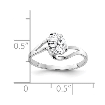14K Weißgold Ring mit ovalem Zirkonia 7x5mm