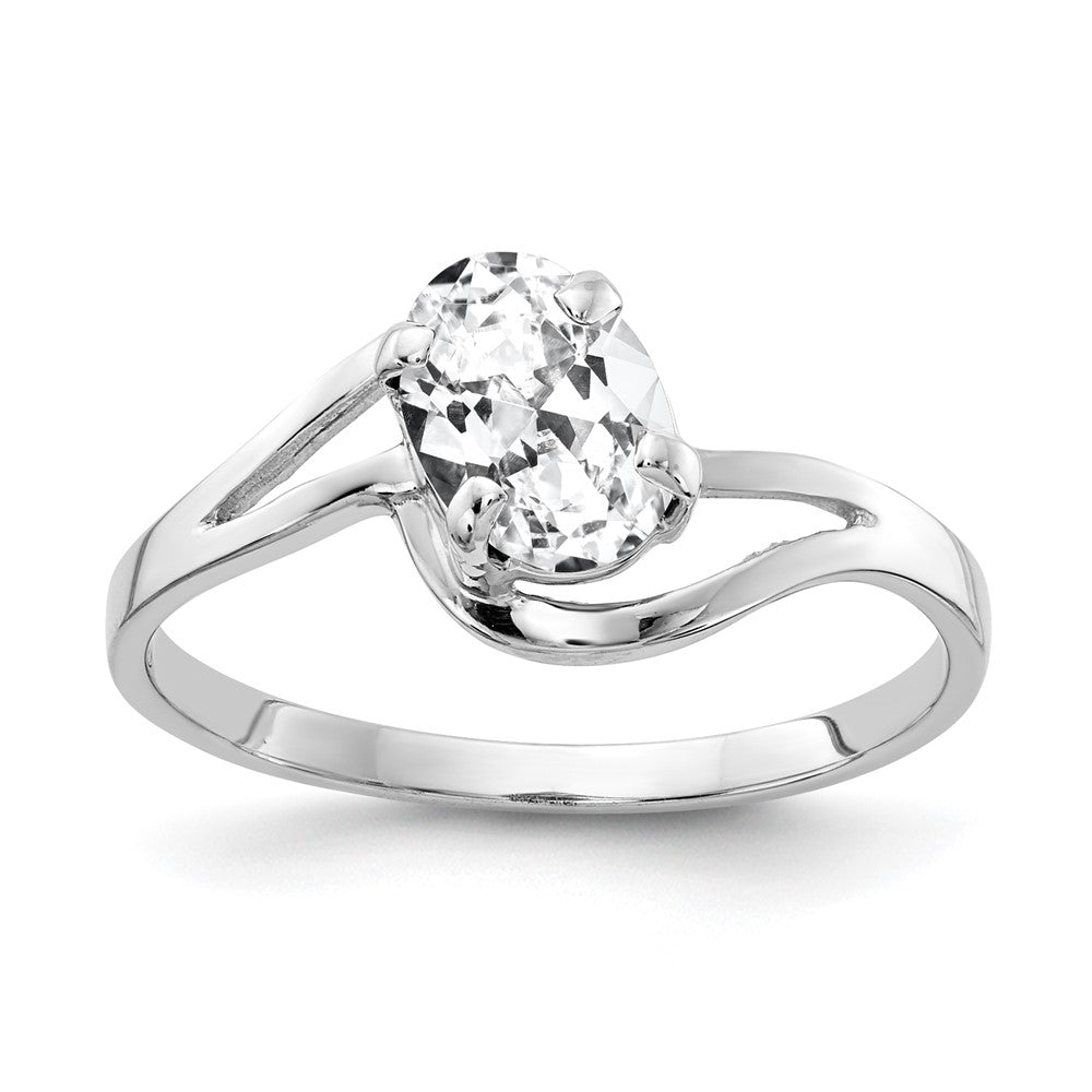 14K Weißgold Ring mit ovalem Zirkonia 7x5mm