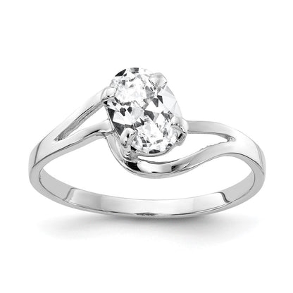 14K Weißgold Ring mit ovalem Zirkonia 7x5mm