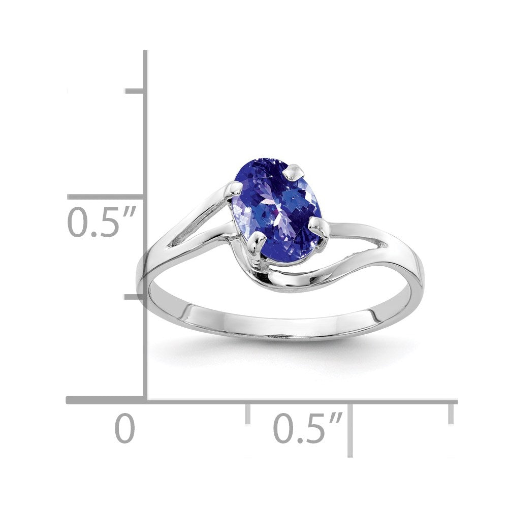 14K Weißgold Ring mit ovalem Tansanit 7x5mm