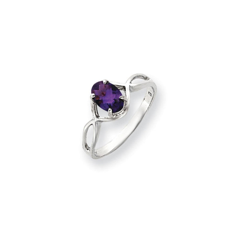14K Weißgold Ring mit Amethyst im Karo-Schliff, oval, 7x5 mm