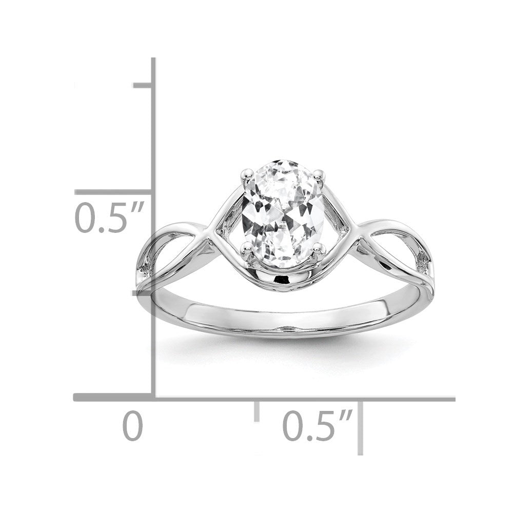 14K Weißgold Ring mit ovalem Zirkonia, 7x5mm
