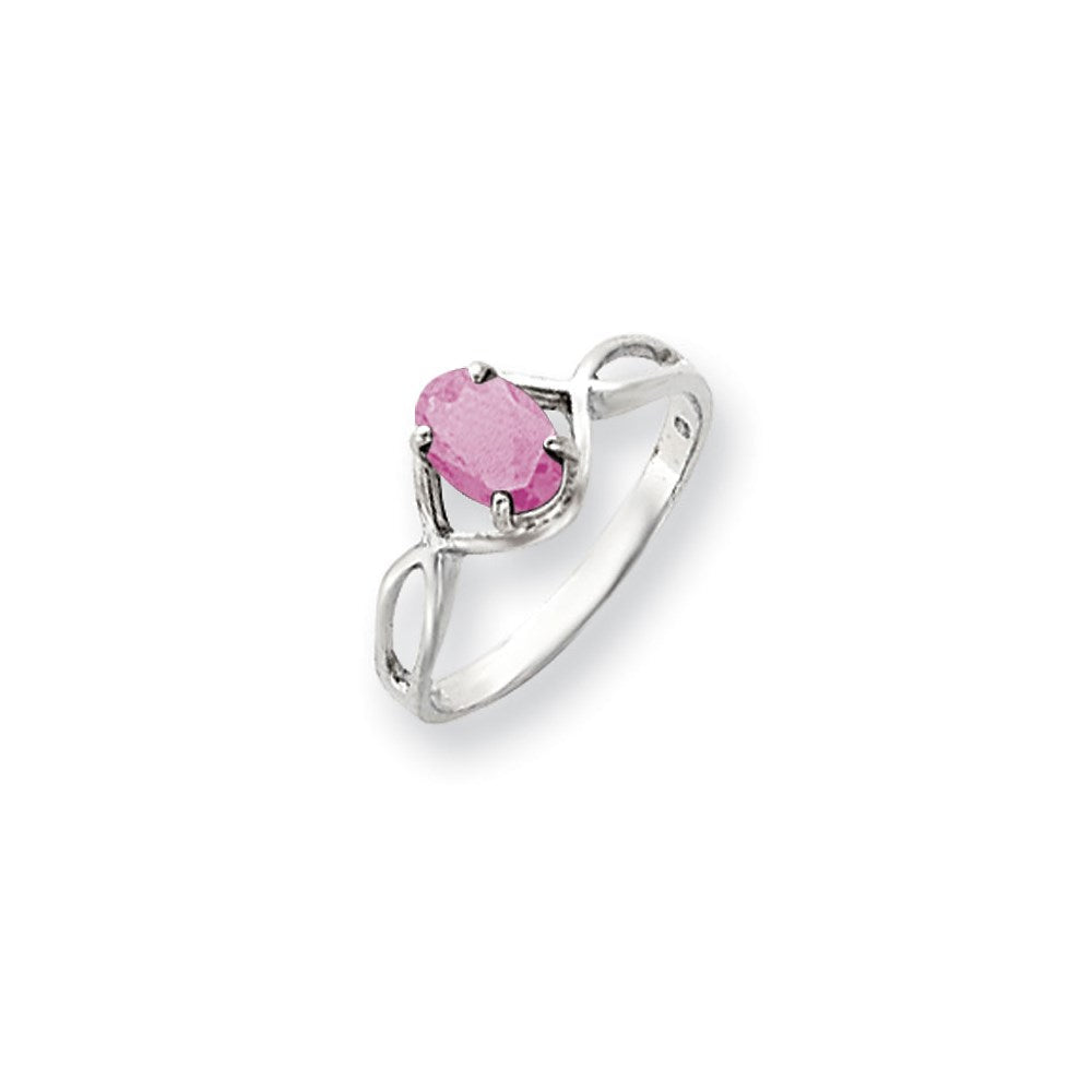 14K Weißgold Ring mit ovalem 7x5 mm rosa Turmalin