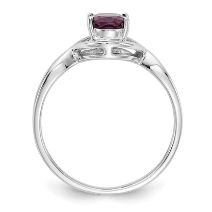 14K Weißgold Ring mit ovalem Rhodolith-Granat 7 x 5 mm
