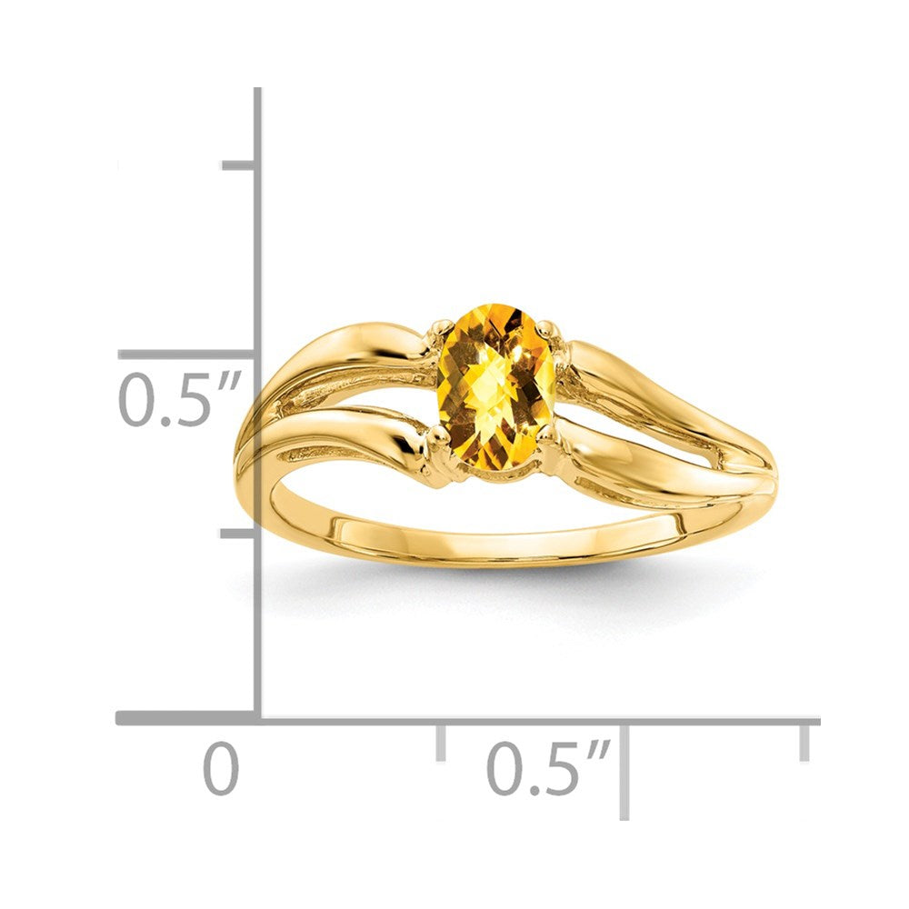 14K Gelbgold 6x4mm Oval Citrin Karo-Schliff Ring