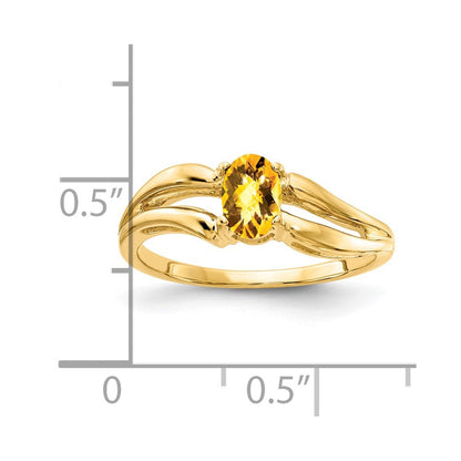 14K Gelbgold 6x4mm Oval Citrin Karo-Schliff Ring