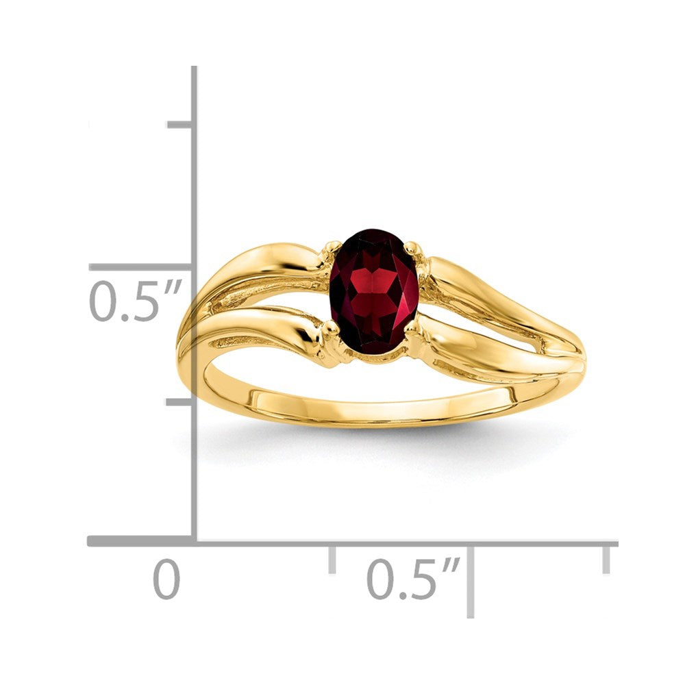 14K Gelbgold Ring mit ovalem Granat 6x4mm