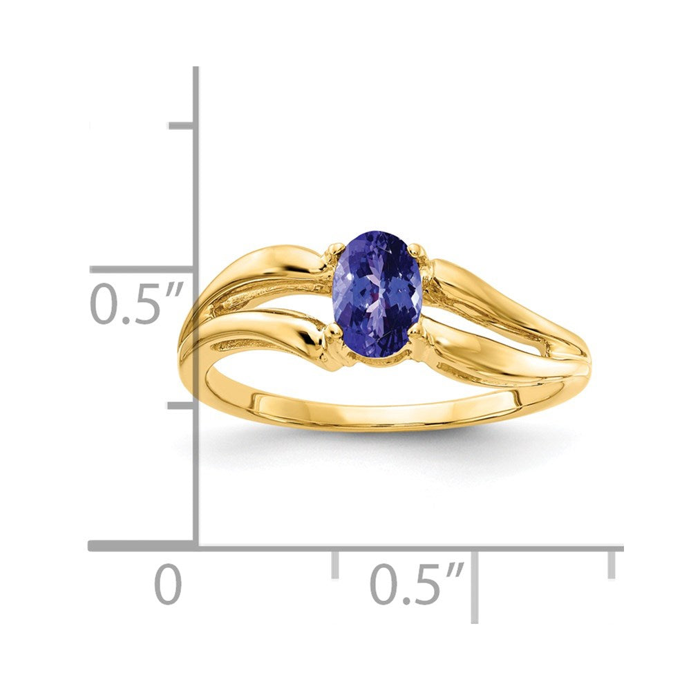 14K Gelbgold Ring mit ovalem Tansanit 6x4 mm