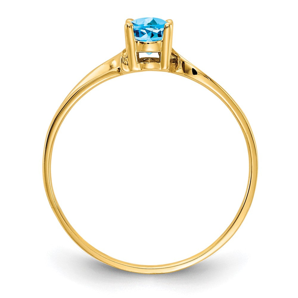 14K Gelbgold Ring mit ovalem Blautopas, 6x4 mm