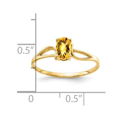 14K Gelbgold 6x4mm Ring mit Citrin im Schachbrettschliff, oval