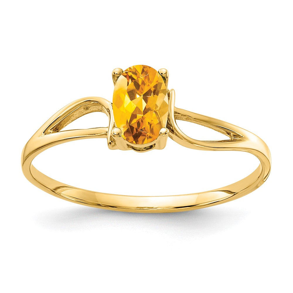 14K Gelbgold Ring mit ovalem Citrin 6x4 mm