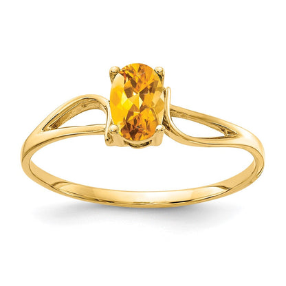 14K Gelbgold Ring mit ovalem Citrin 6x4 mm