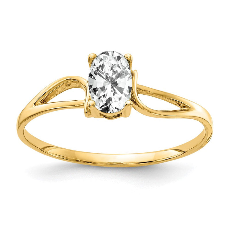14K Gelbgold Ring mit ovalem Zirkonia, 6x4mm