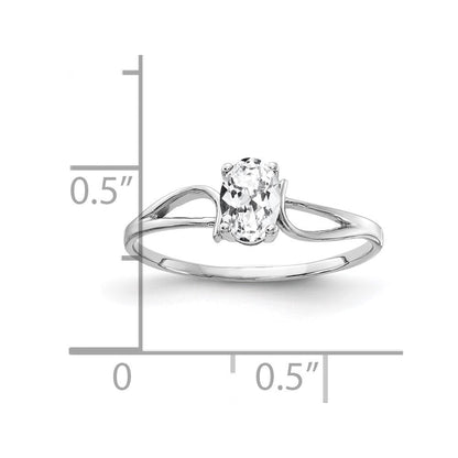 14K Weißgold Ring mit ovalem Zirkonia 6x4 mm