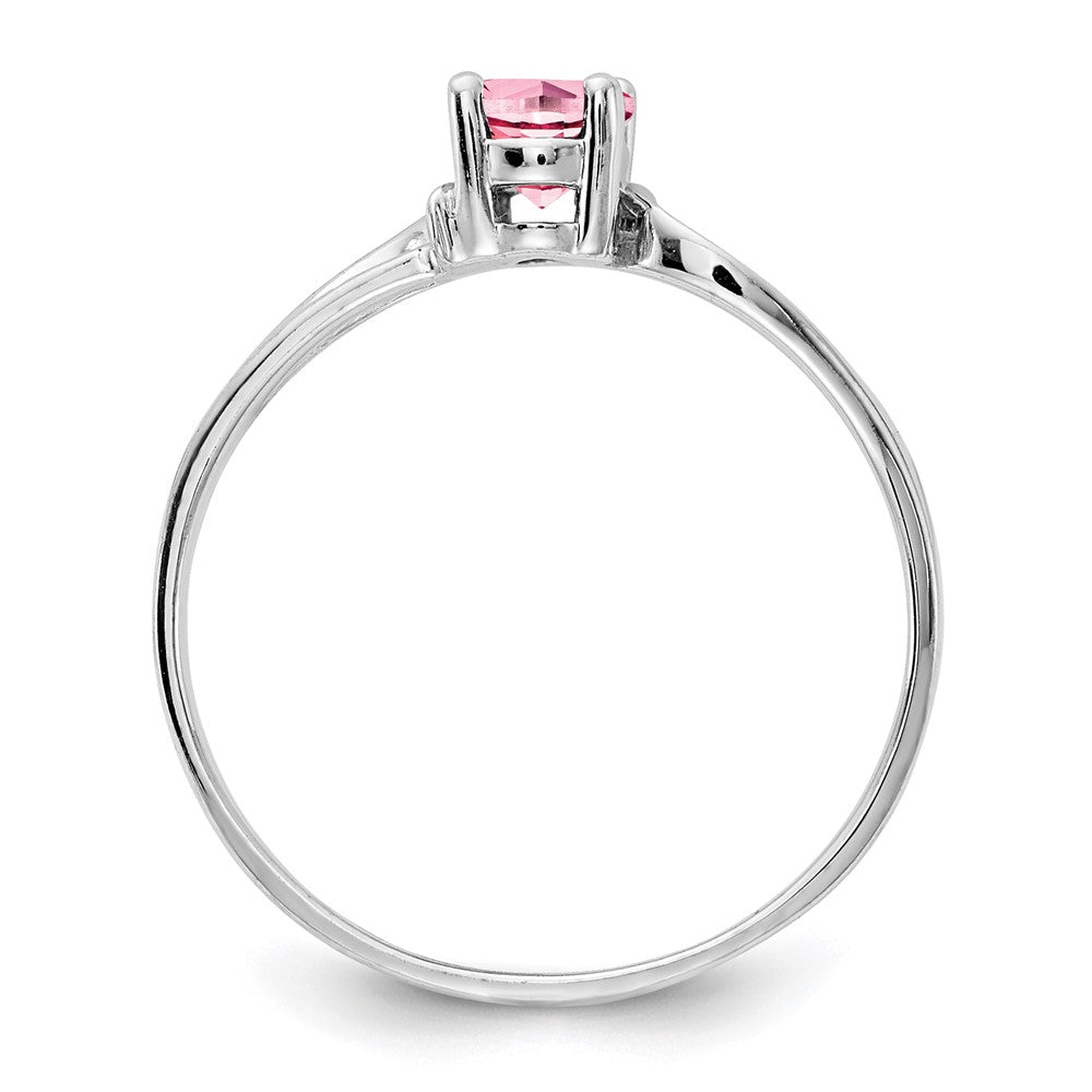 14K Weißgold Ring mit ovalem rosa Turmalin, 6x4mm